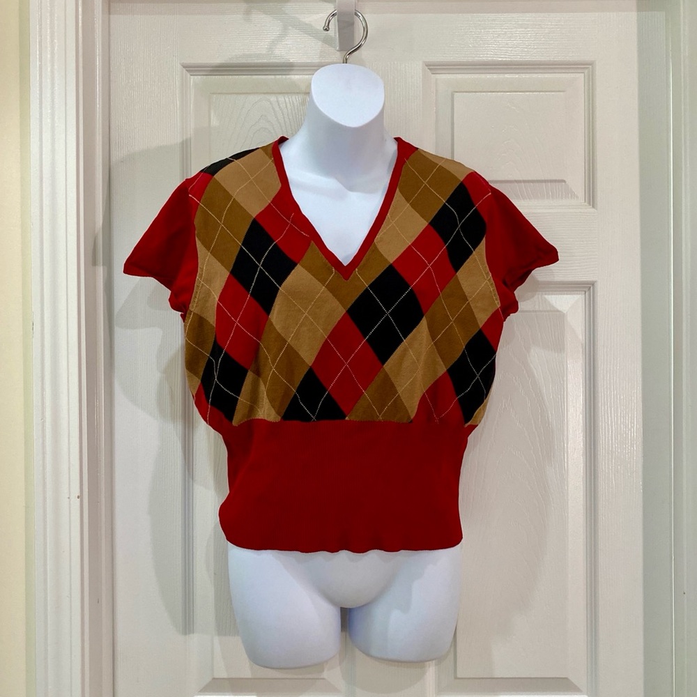 Bandolino Red Argyle Sweater | EUC | XL